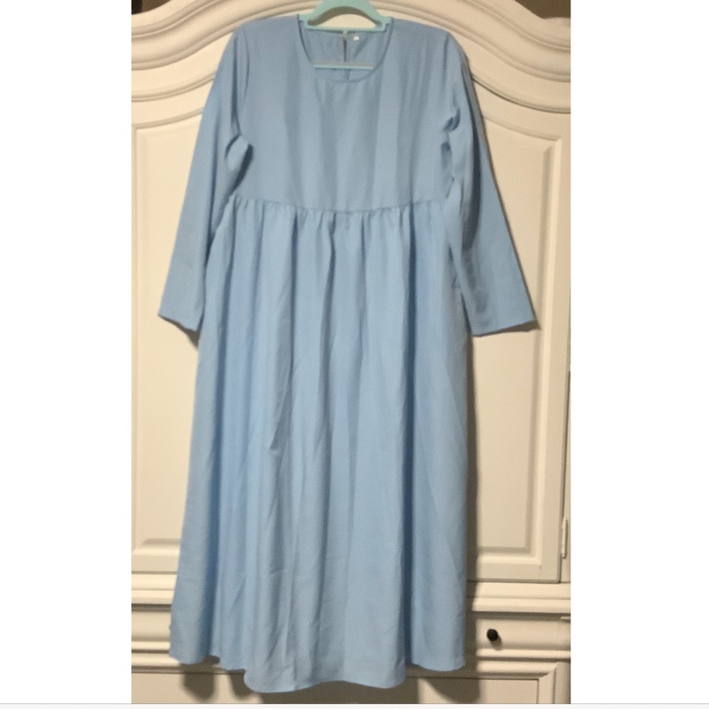 New Ladies Size Large Pastel blue baby doll dress with pockets